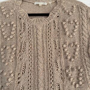 LoveShackFancy Textured Knit Sweater in Taupe